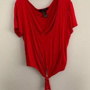 Red tied crop top